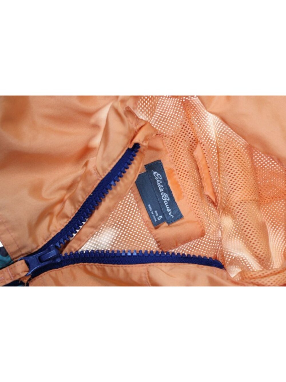 Eddie Bauer Kids Camo Windbreaker Jacket With Hood Orange Size 5 - Picture 3 of 4